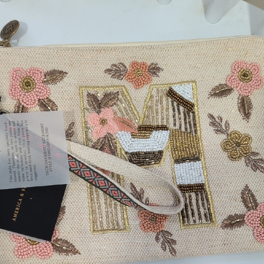 America & Beyond Floral Beaded Clutch